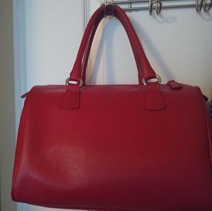 Red leather Furla satchel